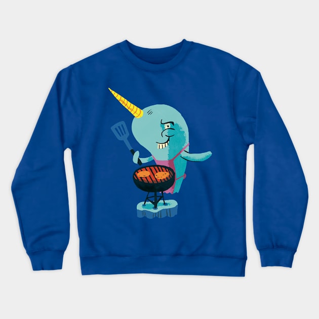 Grill Ready Narwhal Crewneck Sweatshirt by washburnillustration